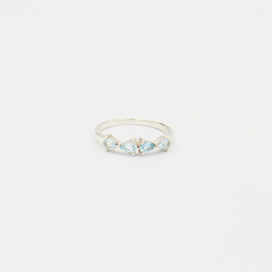 Blue Topaz 4 Stone Pear Ring Size 7.5