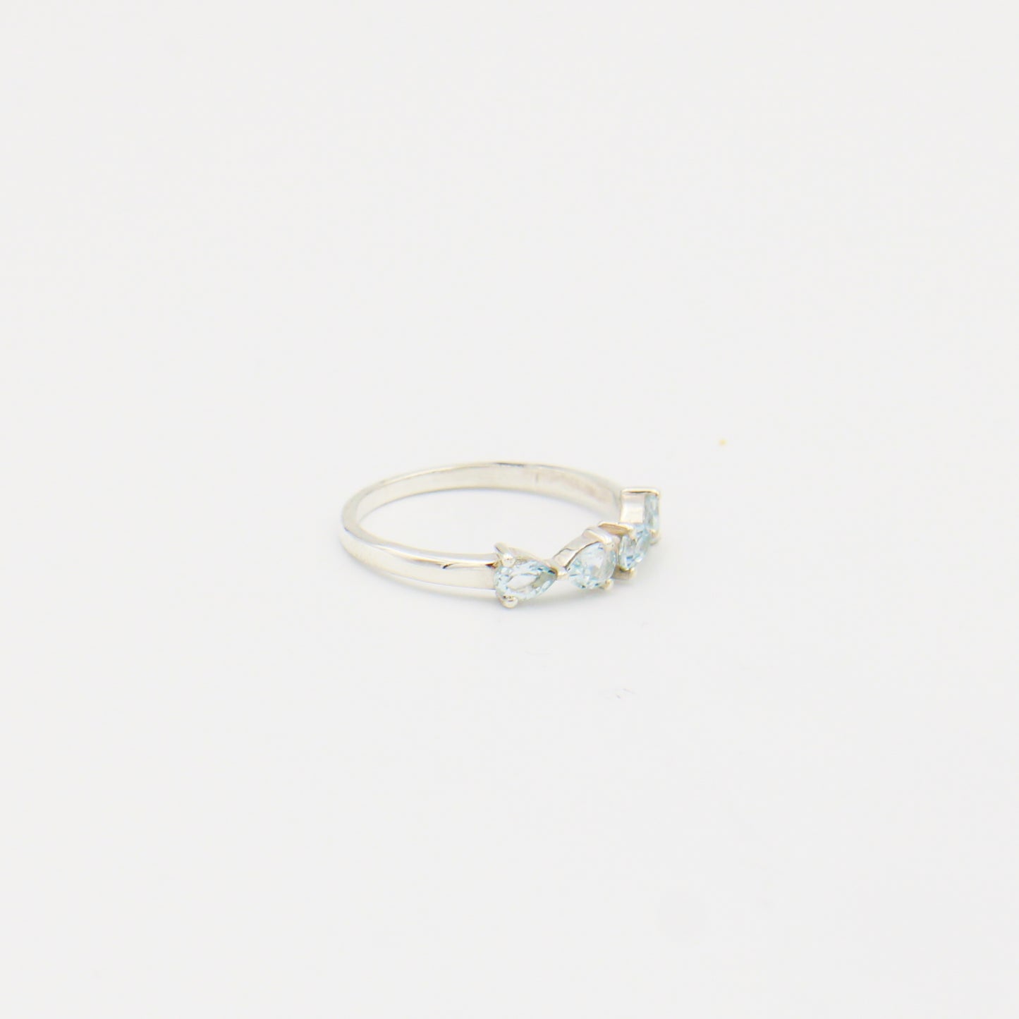 Blue Topaz 4 Stone Pear Ring Size 7.5
