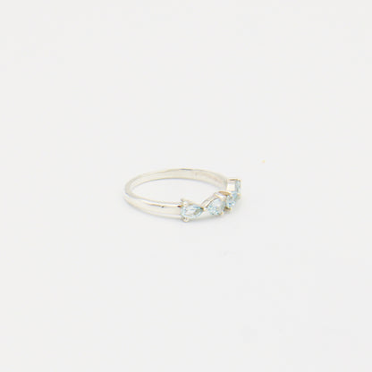Blue Topaz 4 Stone Pear Ring Size 7.5