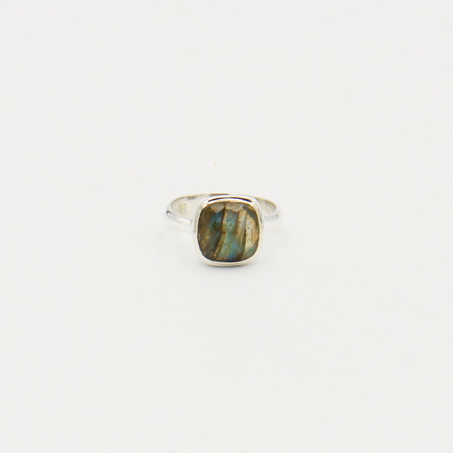 Labradorite Cushion Sterling Bezel Ring Size 7