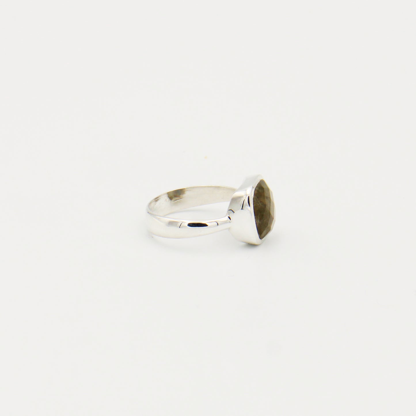 Labradorite Cushion Sterling Bezel Ring Size 7