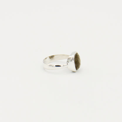 Labradorite Cushion Sterling Bezel Ring Size 7