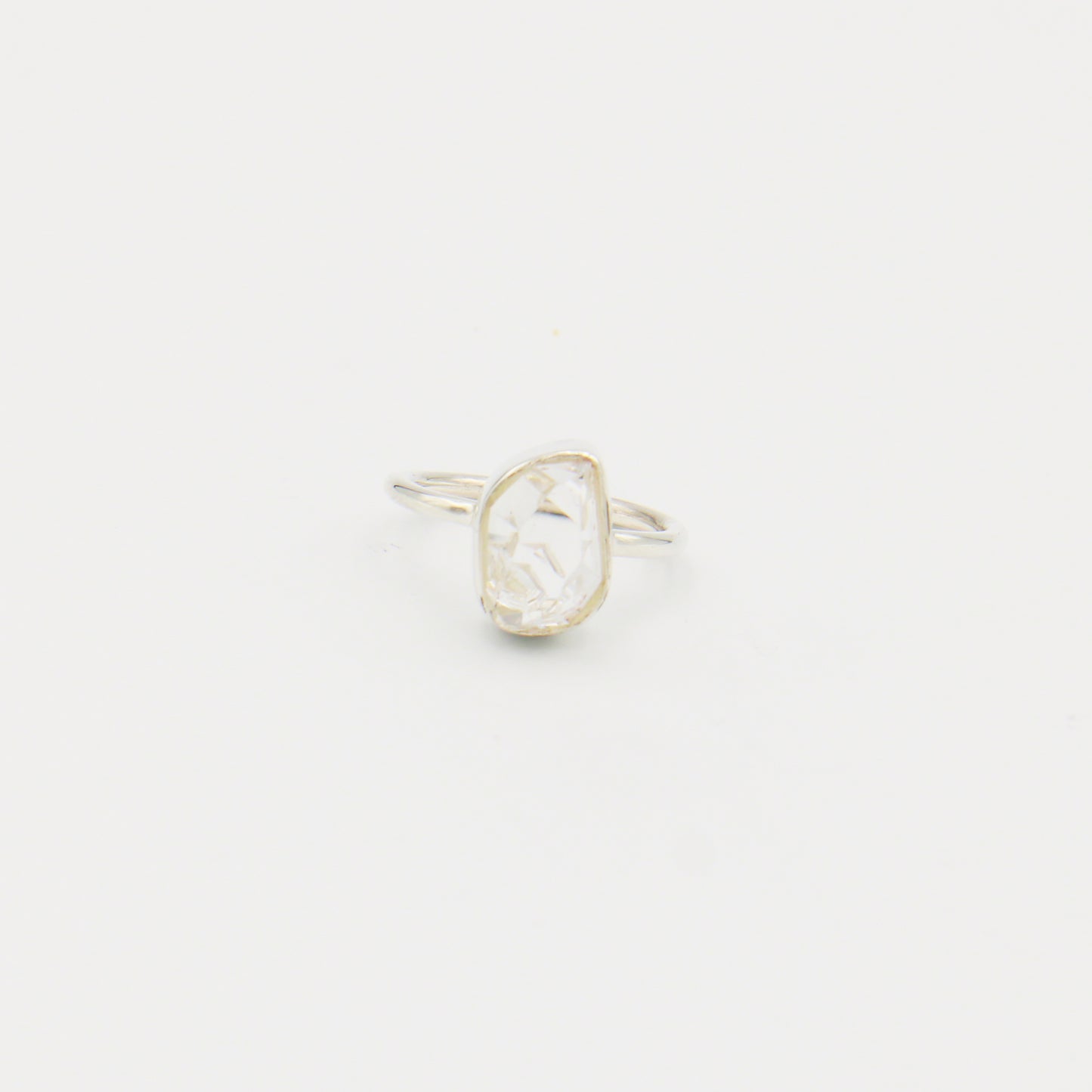 Herkimer Diamond Sterling Bezel Ring Size 7