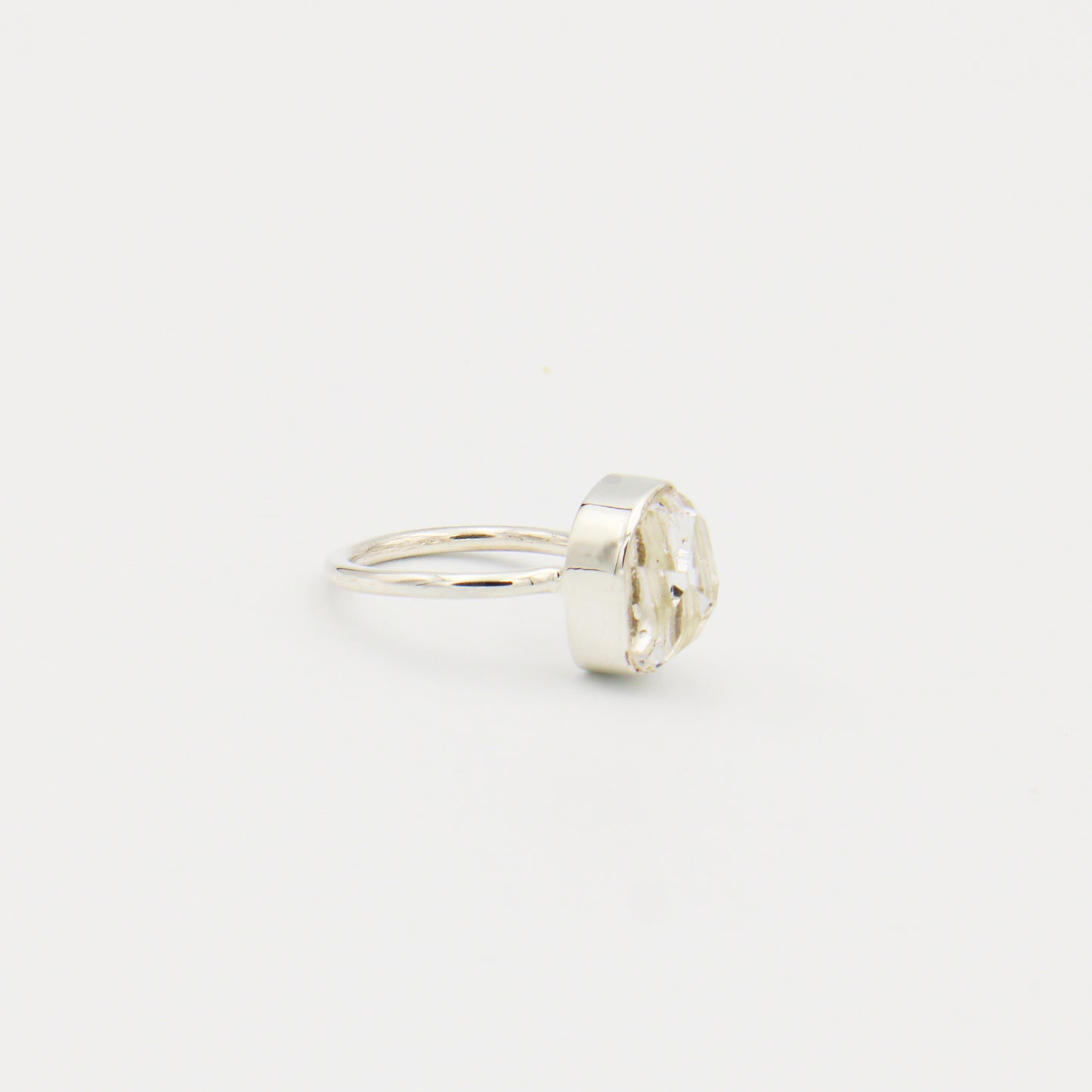 Herkimer Diamond Sterling Bezel Ring Size 7