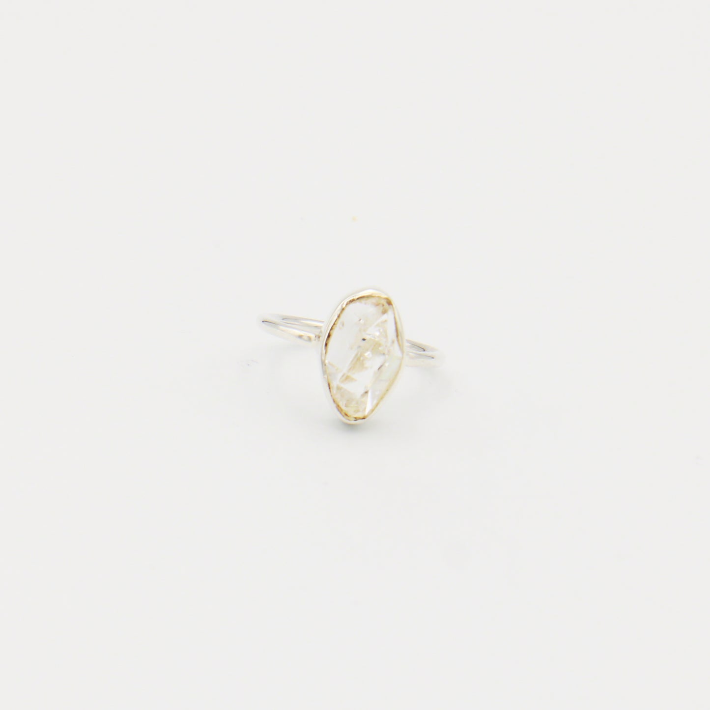 Herkimer Diamond Sterling Bezel Ring Size 7