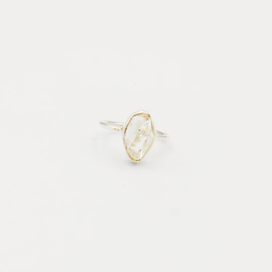 Herkimer Diamond Sterling Bezel Ring Size 7