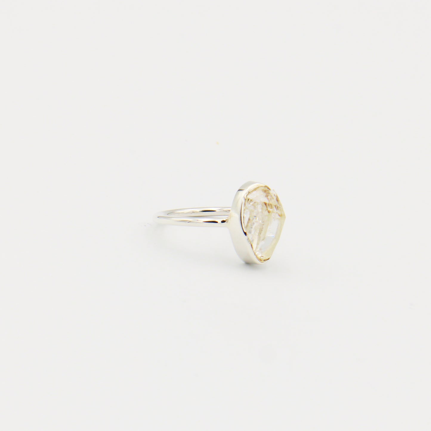 Herkimer Diamond Sterling Bezel Ring Size 7
