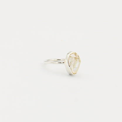 Herkimer Diamond Sterling Bezel Ring Size 7