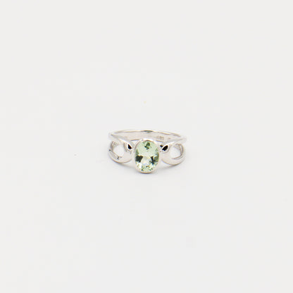 Green Amethyst Oval Split Band Ring Size 7