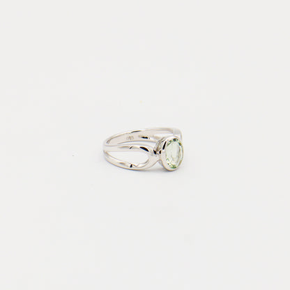 Green Amethyst Oval Split Band Ring Size 7