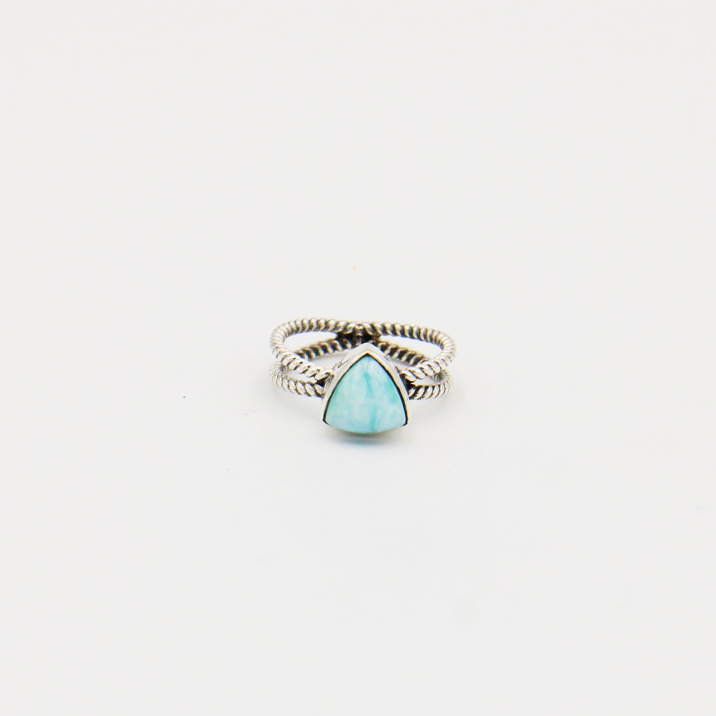 Larimar Triangle Sterling Split Twist Ring Size 7