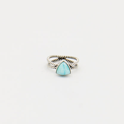 Larimar Triangle Sterling Split Twist Ring Size 7