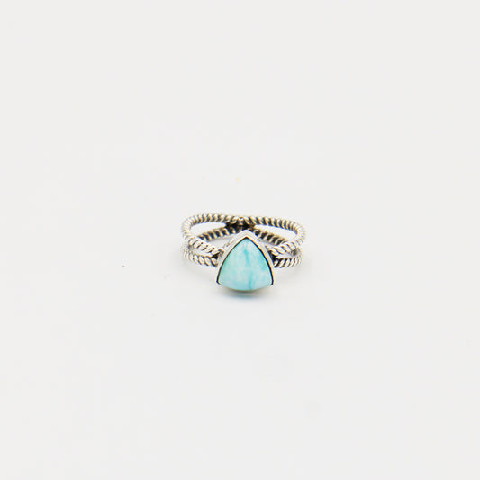 Larimar Triangle Sterling Split Twist Ring Size 7