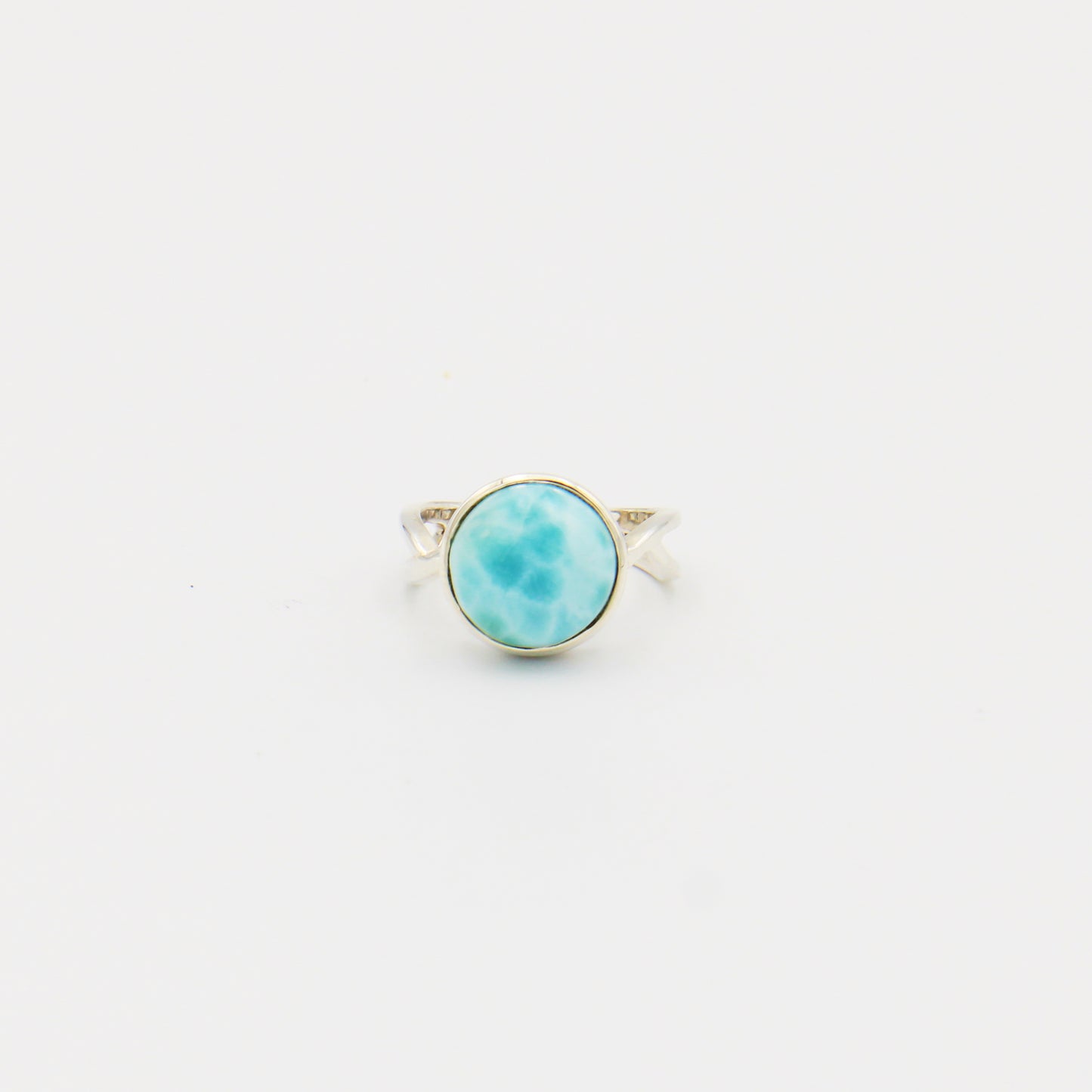 Larimar Round Split Band Sterling Ring Size 6