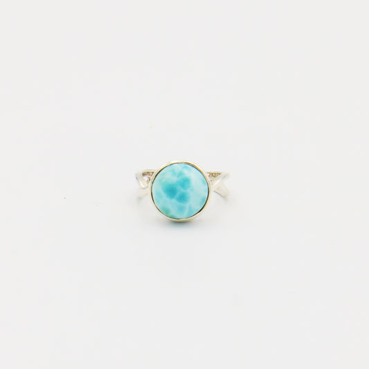 Larimar Round Split Band Sterling Ring Size 6