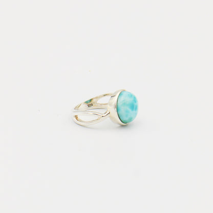 Larimar Round Split Band Sterling Ring Size 6