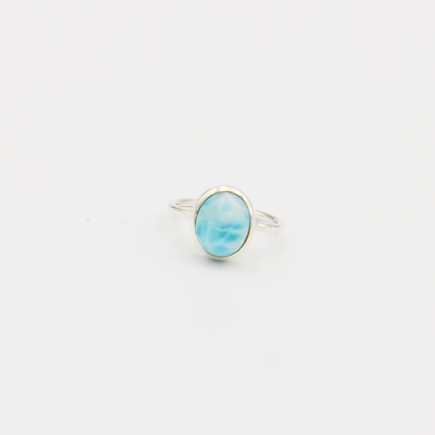 Larimar Oval Sterling Ring Size 8
