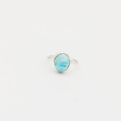 Larimar Oval Sterling Ring Size 8