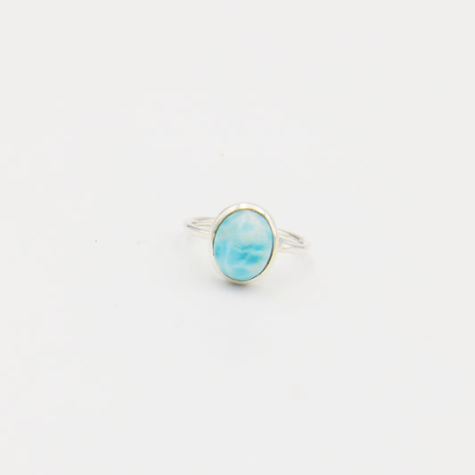 Larimar Oval Sterling Ring Size 8