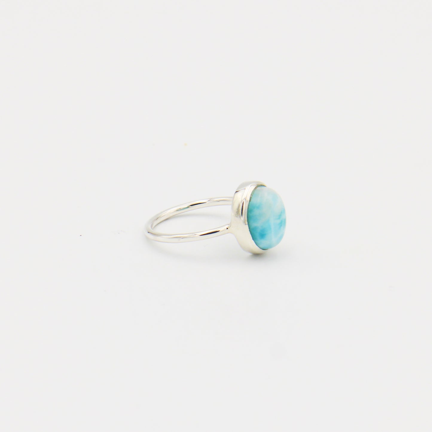 Larimar Oval Sterling Ring Size 8