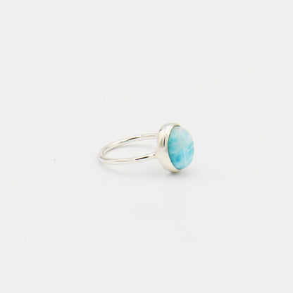 Larimar Oval Sterling Ring Size 8