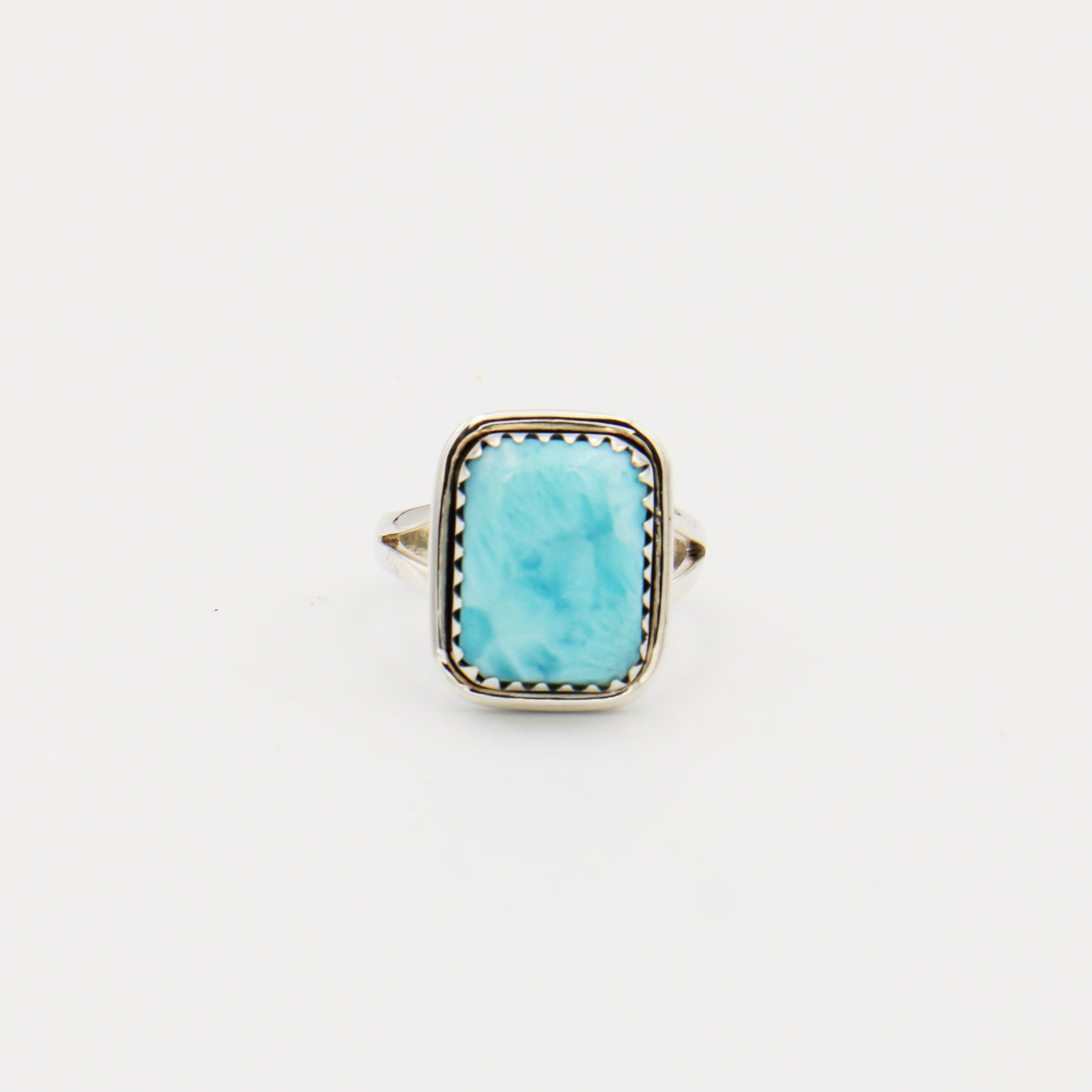 Larimar Rectangle Sawtooth Bezel Sterling Ring Size 10