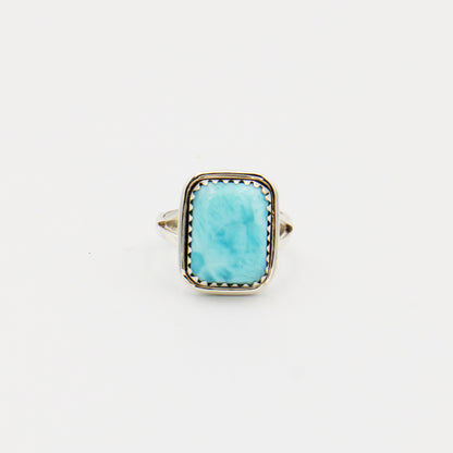 Larimar Rectangle Sawtooth Bezel Sterling Ring Size 10