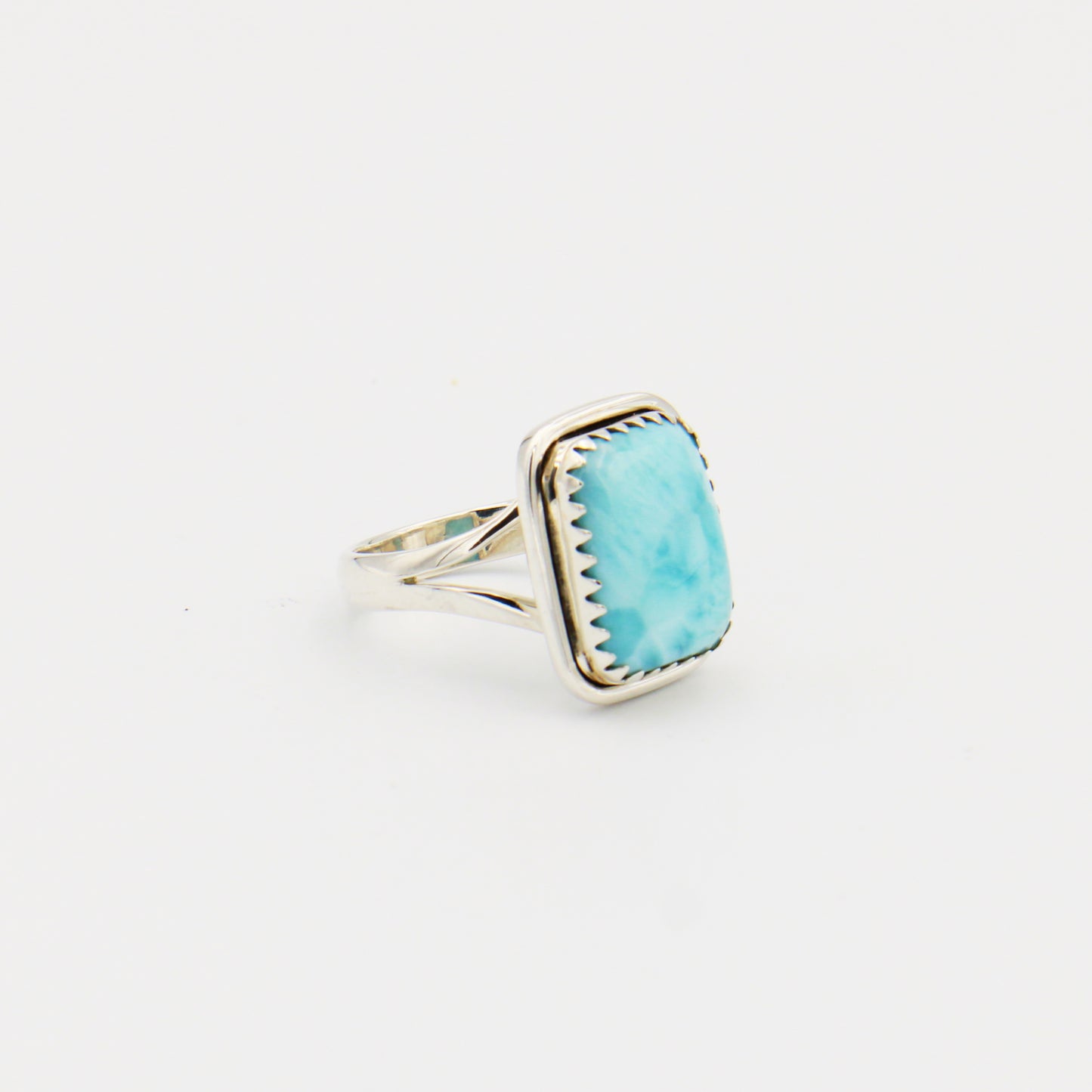 Larimar Rectangle Sawtooth Bezel Sterling Ring Size 10