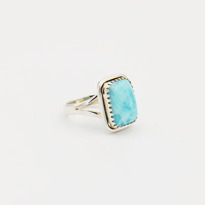 Larimar Rectangle Sawtooth Bezel Sterling Ring Size 10