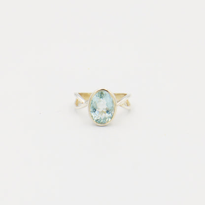 Aquamarine Oval Split Band Ring Size 8