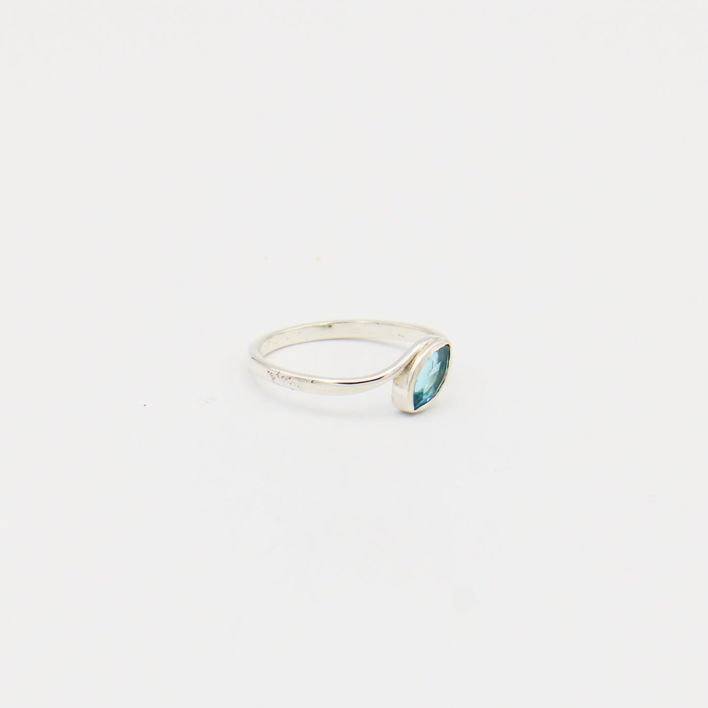 Swiss Blue Topaz Marquise Bezel Sterling Ring Size 10