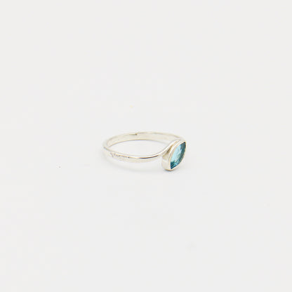Swiss Blue Topaz Marquise Bezel Sterling Ring Size 10