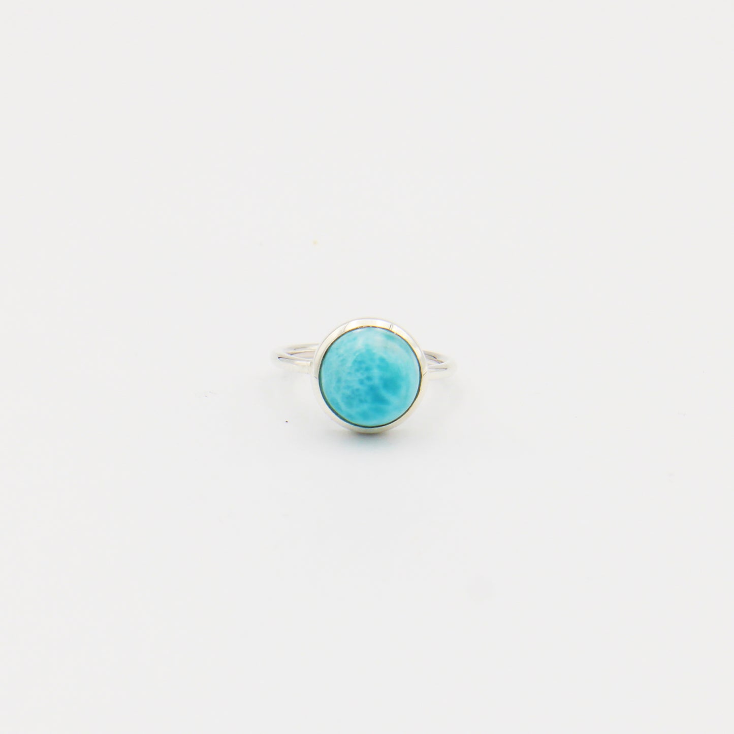 Larimar Round Sterling Ring Size 6