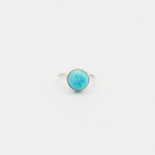 Larimar Round Sterling Ring Size 6