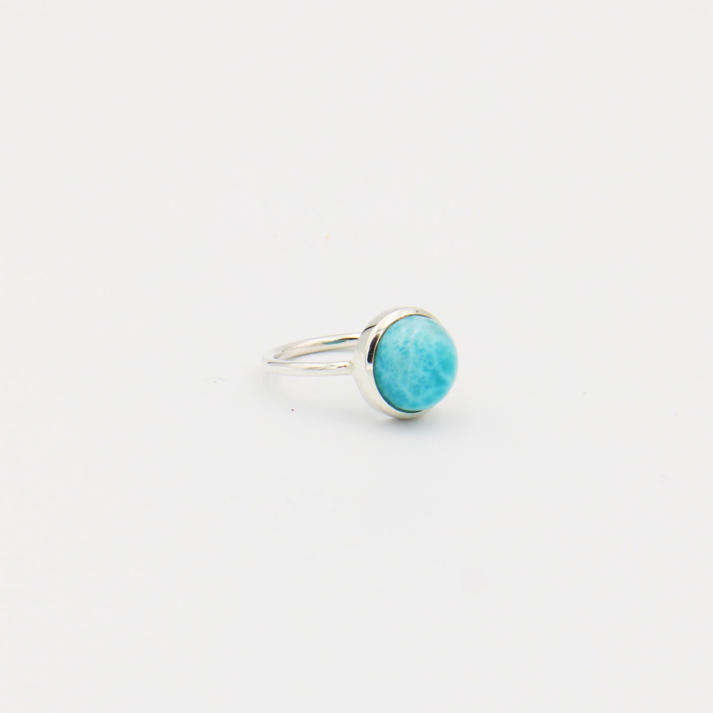 Larimar Round Sterling Ring Size 6