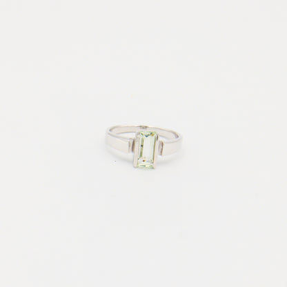 Green Amethyst Baguette Sterling Ring Size 9