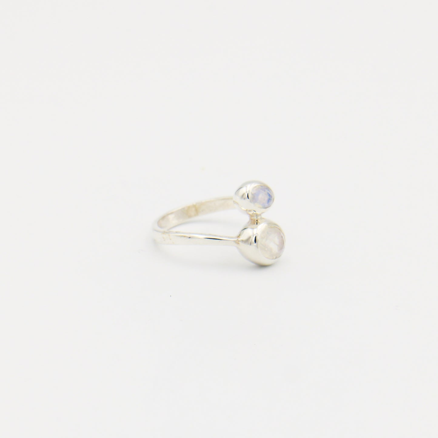 Rainbow Moonstone Double Oval Sterling Bypass Ring Size 10