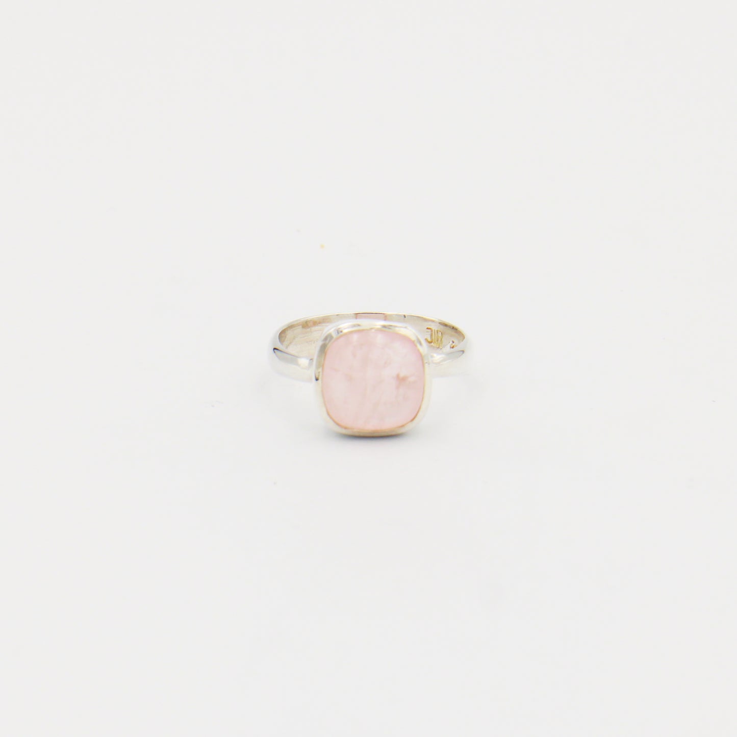 Rose Quartz Cushion Cab Sterling Ring