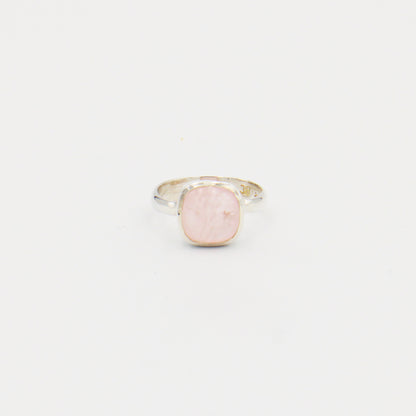 Rose Quartz Cushion Cab Sterling Ring