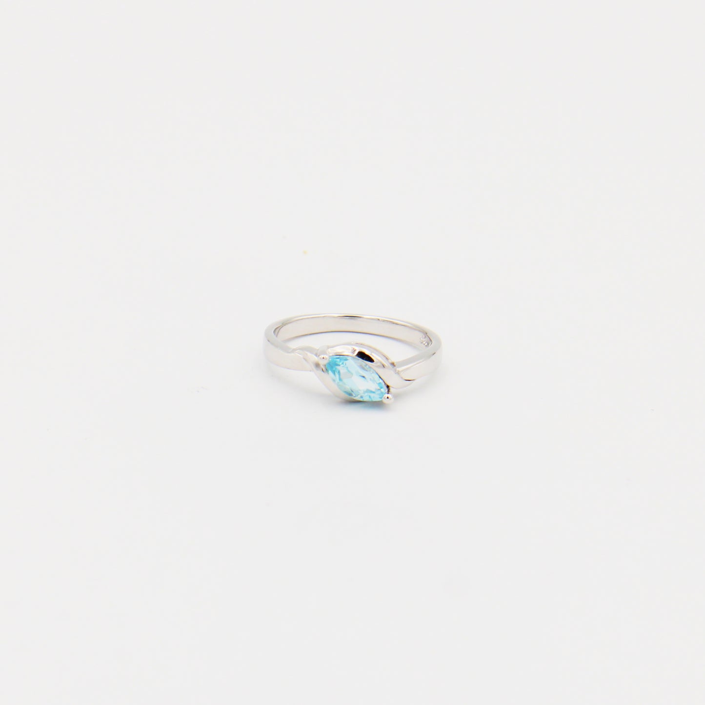 Blue Topaz Marquise Prong Sterling Ring Size 7