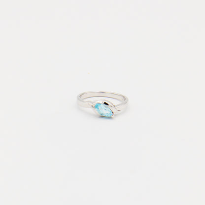 Blue Topaz Marquise Prong Sterling Ring Size 7