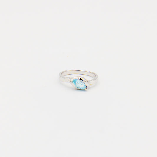 Blue Topaz Marquise Prong Sterling Ring Size 7