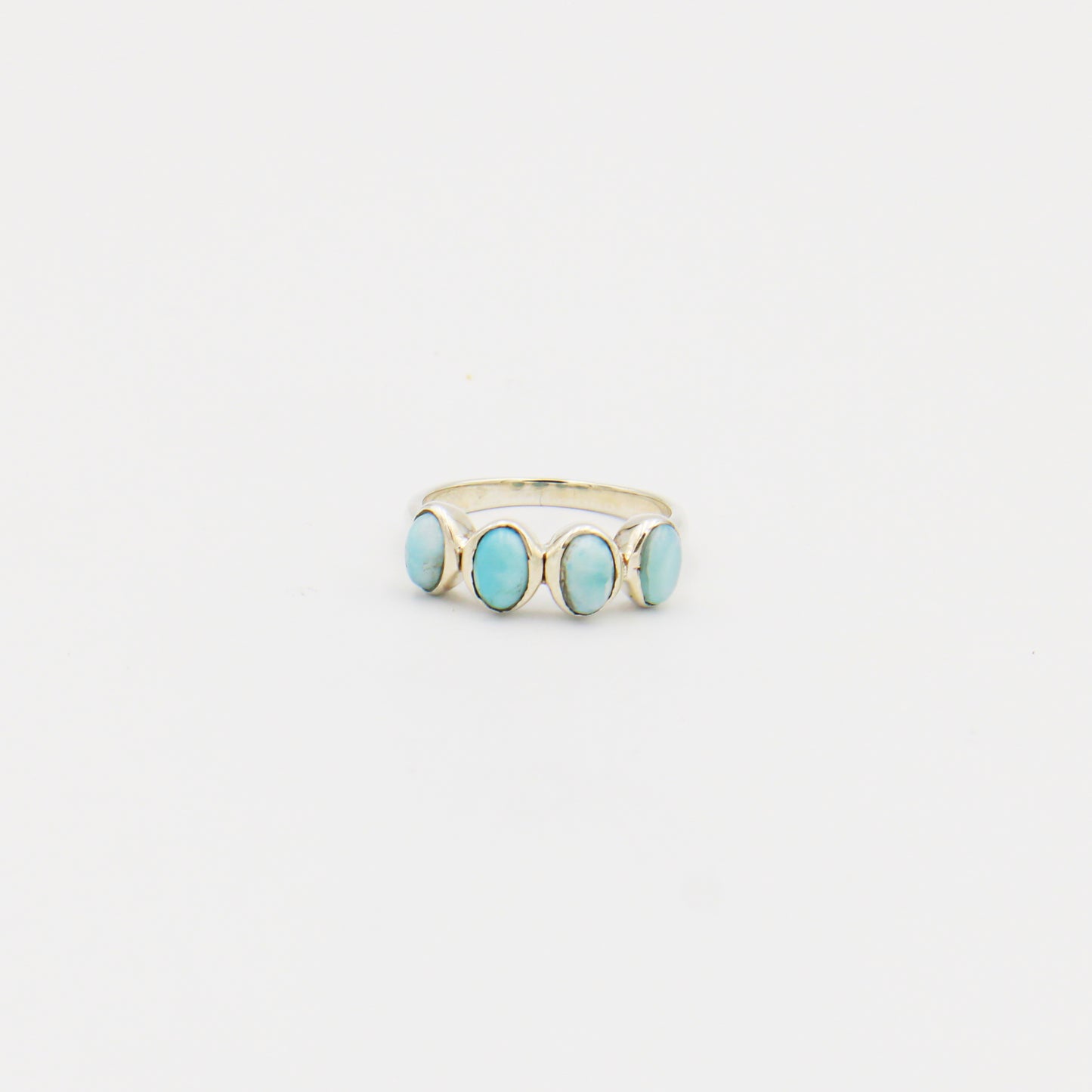 Larimar Four Stone Sterling Ring Size 8