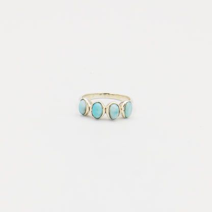 Larimar Four Stone Sterling Ring Size 8