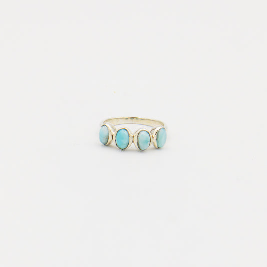 Larimar Four Stone Sterling Ring Size 8