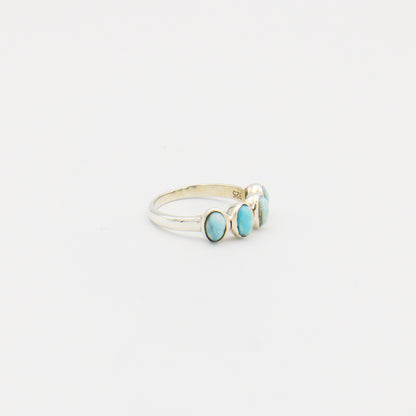 Larimar Four Stone Sterling Ring Size 8