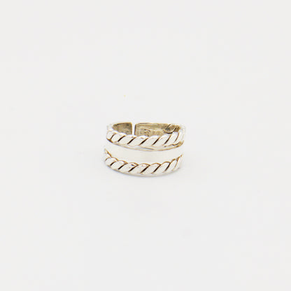 Sterling Silver Twists Triple Split Band Adjustable
