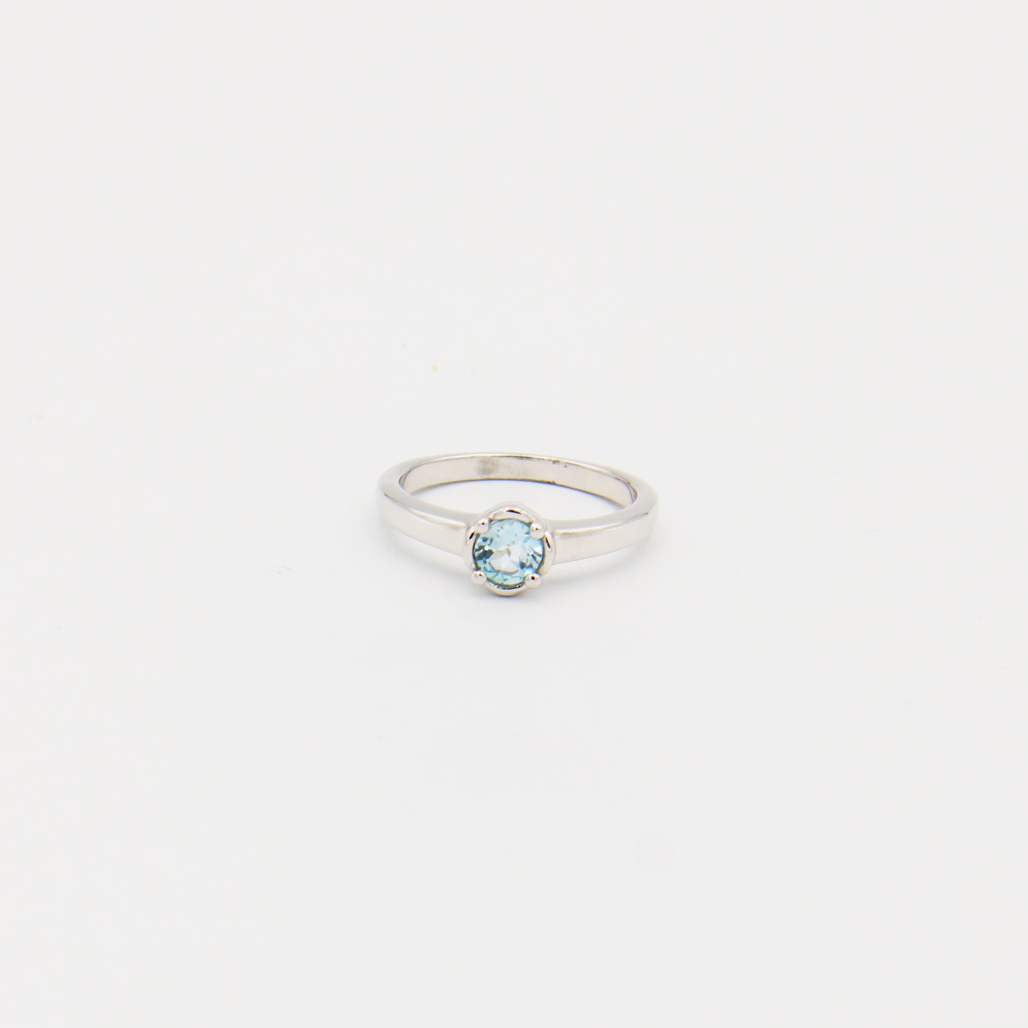 Blue Topaz Round Prong Sterling Ring Size 8