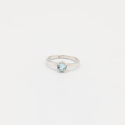 Blue Topaz Round Prong Sterling Ring Size 8