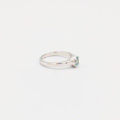 Blue Topaz Round Prong Sterling Ring Size 8